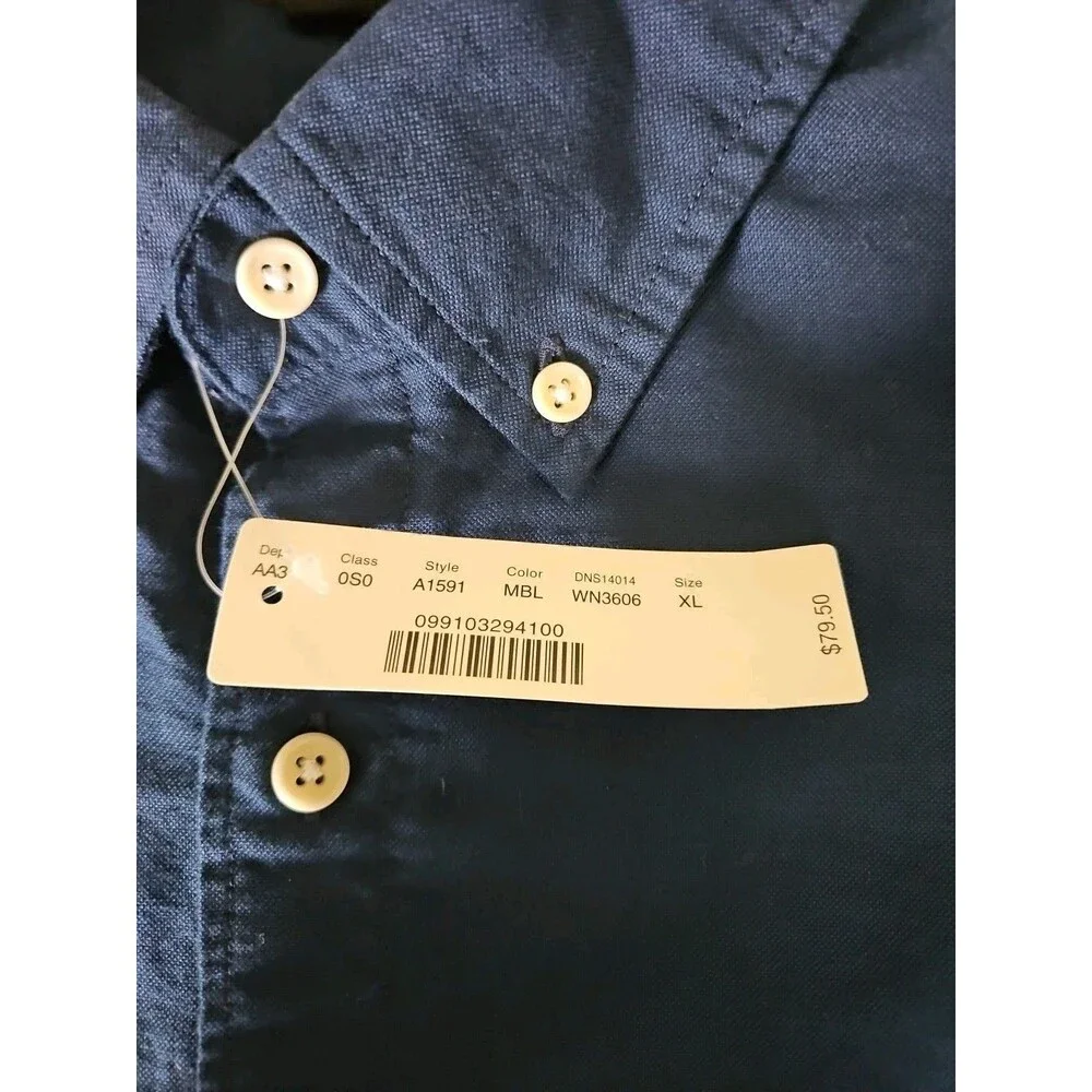J.Crew Oxford Shirt Men's Blue White Stripe Button-Down Size XL NWT Preppy Yacht